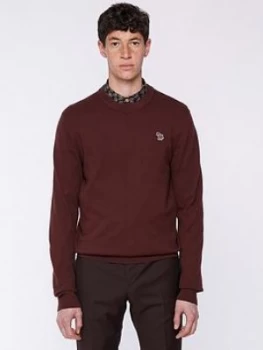 image of Ps Paul Smith Zebra Logo Knitted Jumper - Burgundy