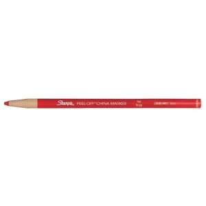 Sharpie China Wax Marker Pencil 2.0mm Fine Tip Peel-off Unwraps to Sharpen Red Pack of 12 Pencils