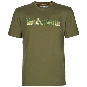 image of Timberland SS FT LINEAR TEE mens T shirt in Green - Sizes XXL,S,M,L,XL