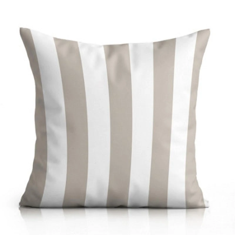 Image of Luxury Living Wide Striped Large Outdoor Water-Repellant Cushion Beige