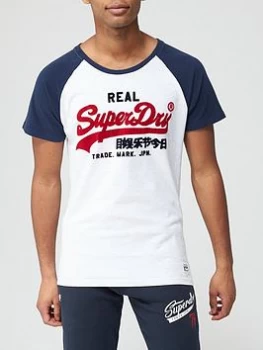 image of Superdry Vintage Label Duo Raglan T-Shirt - Ice Marl , Ice Marl, Size XS, Men