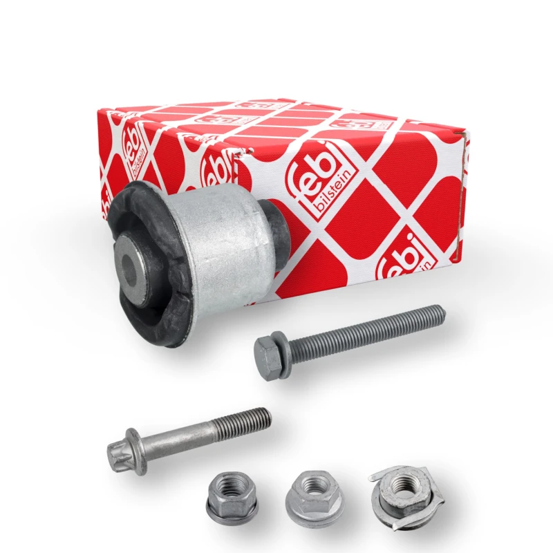 Image of FEBI BILSTEIN 174276 Arm Bushes ProKit Front Axle Right, with nuts, with bolts/screws Elastomer Control Arm-/Trailing Arm Bush (251)