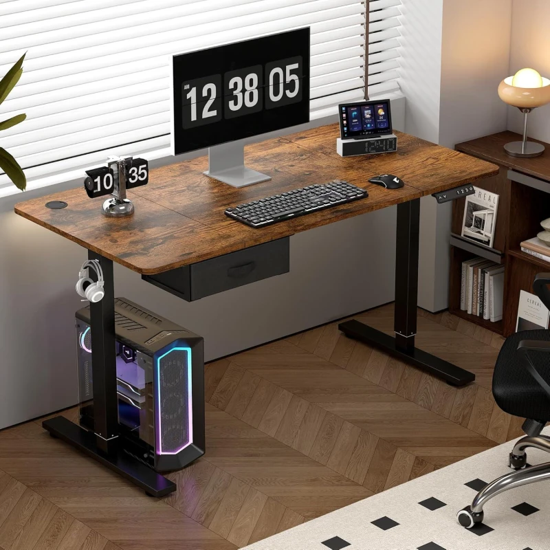 Image of MCC Direct Electric Desk Height Adjustable Standing/Sitting Computer Desk 160cm in Brown Size: 160cm x 70cm Brown Unisex 160cm x 70 cm