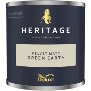 Image of Dulux Heritage Velvet Matt Green Earth Matt Emulsion Paint 125ml