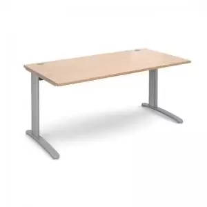 Image of TR10 straight desk 1600mm x 800mm - silver frame and beech top