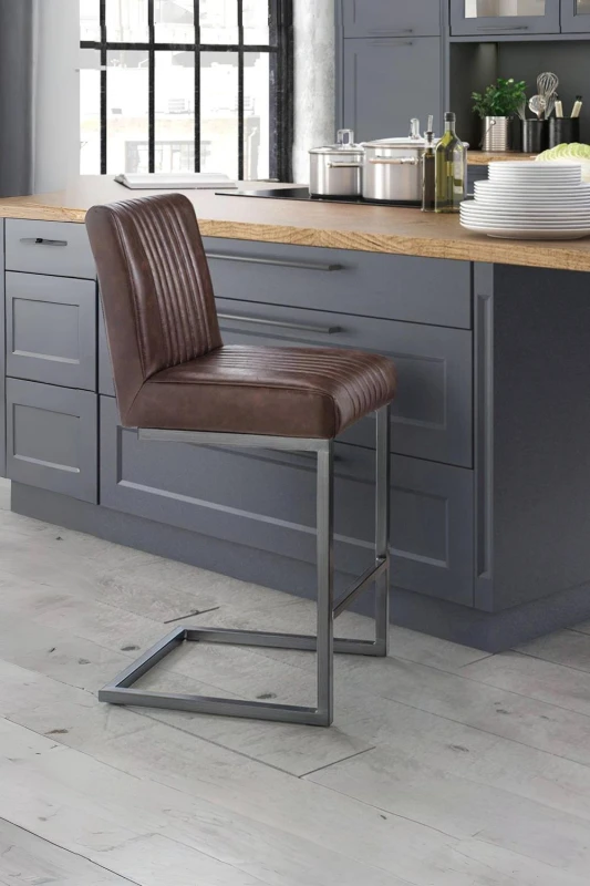 Image of Brooklyn Set of 2 Bar Stools, Faux Leather