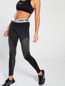 Image of Nike Training Leggings Black Silver BlackGold Size L Women