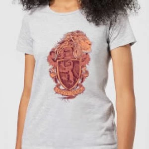 Image of Harry Potter Gryffindor Drawn Crest Womens T-Shirt - Grey - 3XL