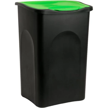 Image of Stefanplast - Rubbish Bin 50L Plastic Dustbin Kitchen Garbage Swing Lid Can Black/Green