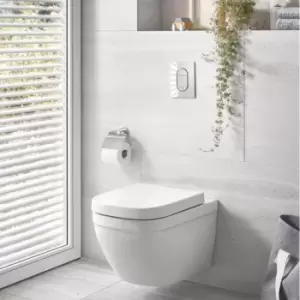 image of Wall Hung Toilet with Soft Close Seat Frame and Cistern - Grohe Solido Euro