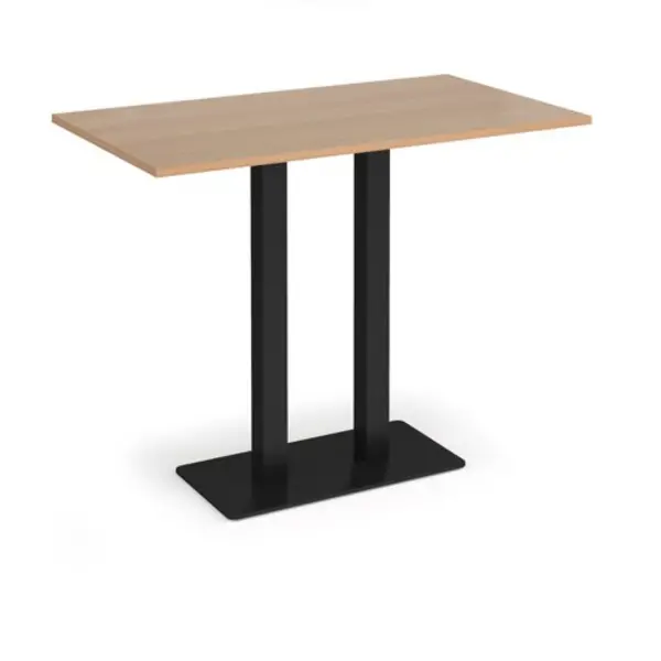 Image of Eros Eros rectangular poseur table with flat Black rectangular base and twin uprights 1400mm x 800mm - beech EPR1400-K-B