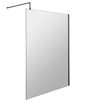Image of Nuie 1400mm Wetroom Screen With Support Bar - Matt Black