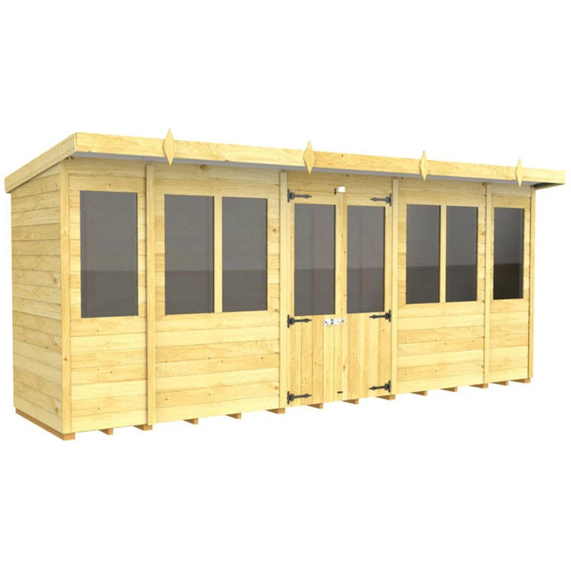 Image of Flat Pack Sheds DIY Sheds 16 x 4 Pent Summer House, Brown 16X4PSHFF
