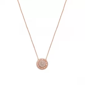 image of Michael Kors MK Rose Gold Tone Cubic Zirconia Round Pendant