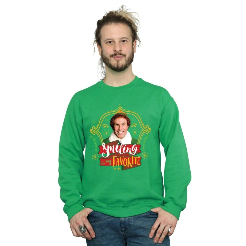 Image of Elf Elf Men Buddy Smiling Sweatshirt in Green Size: Small Green S Male 5057736063477