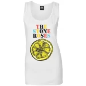 Image of Stone Roses Multi Colour Lemon Ladies White Vest: X Large
