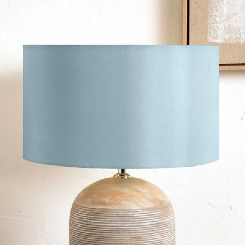 Image of Pacific Lifestyle 40Cm Duck Egg Silk Lined Cylinder Table Lamp And Floor Shade