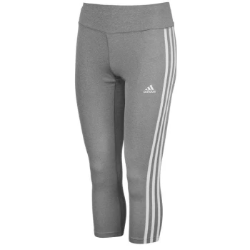 image of adidas 3 Stripe Three Quarter Tights Ladies - Grey