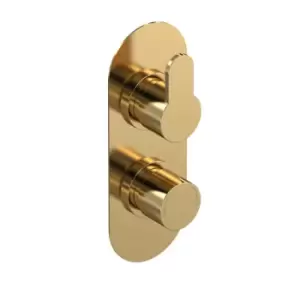 image of Nuie Twin Thermostatic Round Valve - Brushed Brass