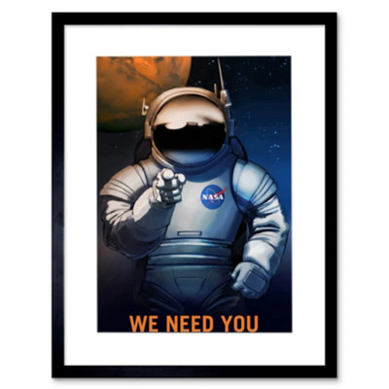 Image of Artery8 Nasa Space Job Advert We Need You Home Decor 12X16" Framed Wall Art Print