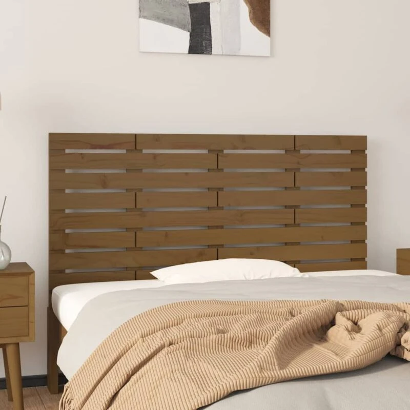 Image of Vidaxl Wall Headboard Honey Brown 126X3X63cm Solid Wood Pine, Brown 824731