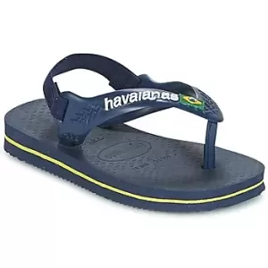 image of Havaianas BABY BRASIL LOGO boys's Childrens Flip flops / Sandals in Blue toddler,4 toddler,4.5 toddler,5.5 toddler,17 / 18,23 / 24,8 toddler,5 toddler