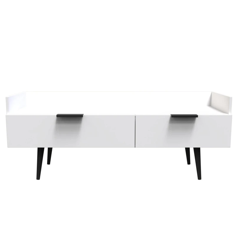 Image of Ready Assembled 2 U Fuji 2 Drawer TV Unit (Ready Assembled) in White White Unisex