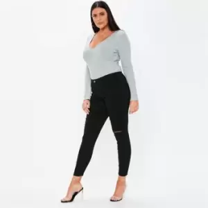 Missguided Plus Size Vice High Waist Jeans - Black