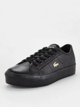 Image of Lacoste Lacoste Ziane Plus Grand 01201cfa Plimsoll, Black/Gold, Size 5, Women