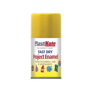 image of Plastikote Dry Enamel Aerosol Spray Paint Buttercup Yellow 100ml