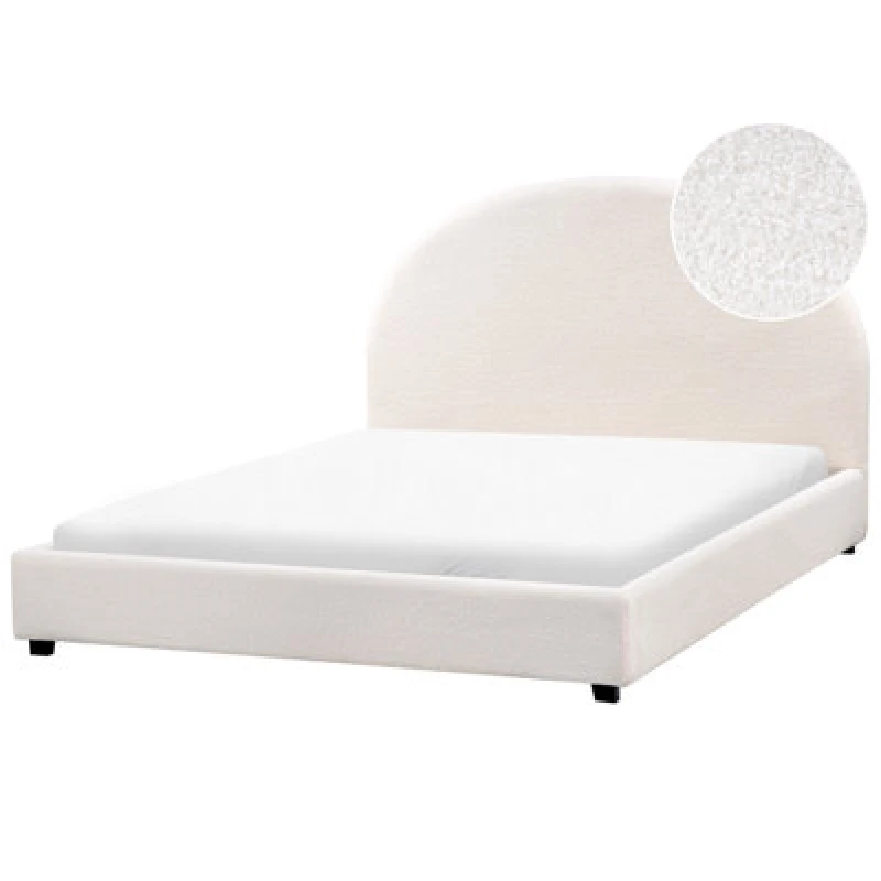 Image of Beliani Bed Boucle Vaucluse 140 X 200 Cm (Eu Double) Off-White