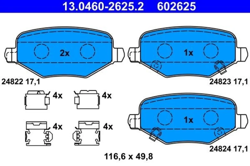 Image of Brake pad set ATE 13.0460-2625.2
