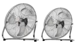 Image of Homiu Chrome Metal High-Velocity Adjustable Floor Fan, 45cm