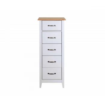 image of Steens Norfolk 5 Drawer Narrow Chest Grey and Pine, Grey / Pine