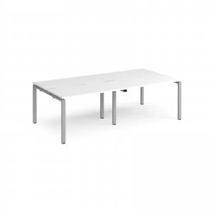 image of Adapt II Double Back to Back Desk s 2400mm x 1200mm - Silver Frame whi