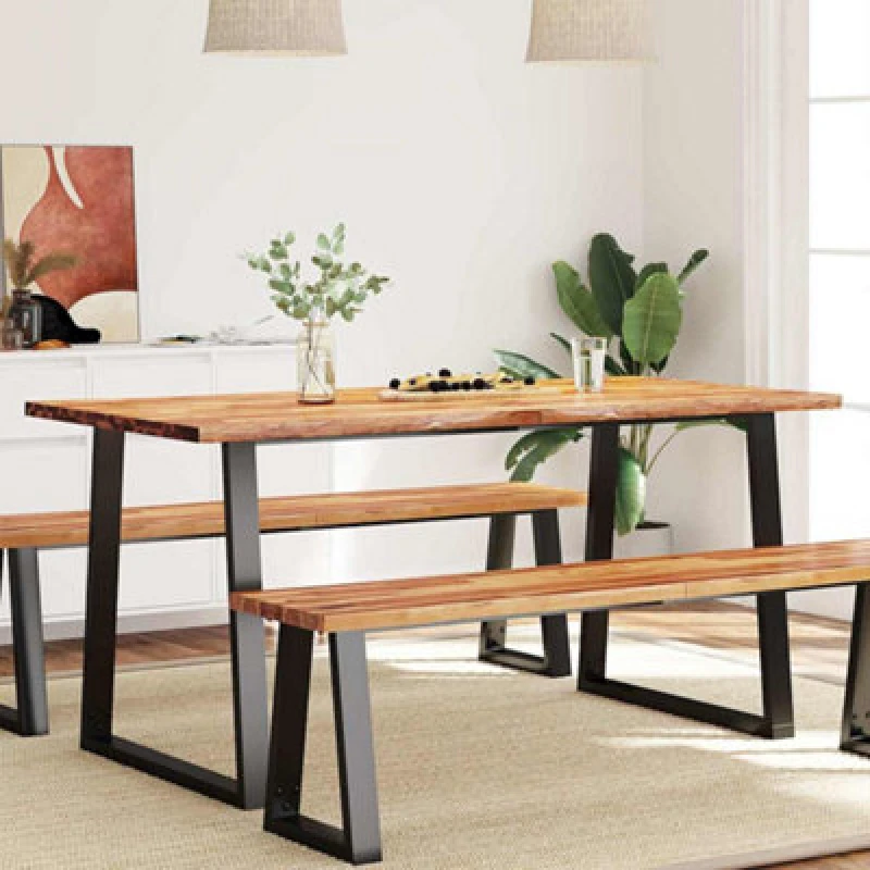 Image of Vidaxl Dining Table With Live Edge 160X80X75cm Solid Wood Acacia, Brown 353290