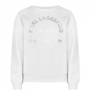 image of KARL LAGERFELD Junior Girls Shimmer Sleeve Sweatshirt - Blanc 10B