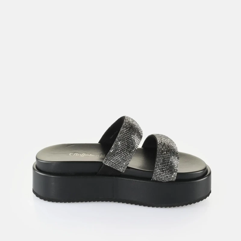 Image of Buffalo Wedge mules For Her Buffalo Noa TS - Vegan Glitter Noir Female 37
