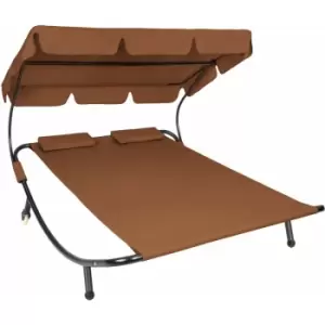 image of Tectake - Sun lounger double - double sun lounger, garden sunbed, sun lounge bed - brown - brown