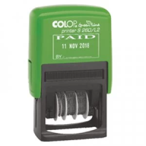 Image of Colop S260L2 Green Line Text and Date Stamp PAID GLS260L2