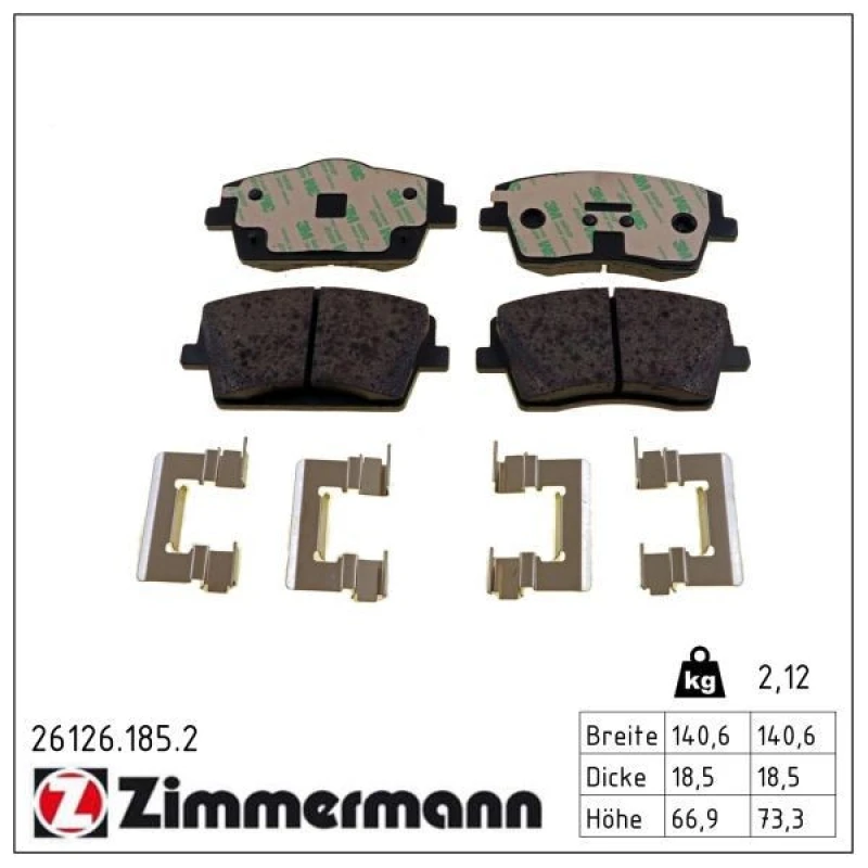 Image of ZIMMERMANN Brake pad set ZIMMERMANN 26126.185.2