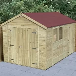 Image of Forest Garden Timberdale 12 x 8ft Apex Double Door Combo with Base & Assembly