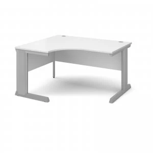 Image of Vivo Left Hand Ergonomic Desk 1400mm - Silver Frame White Top
