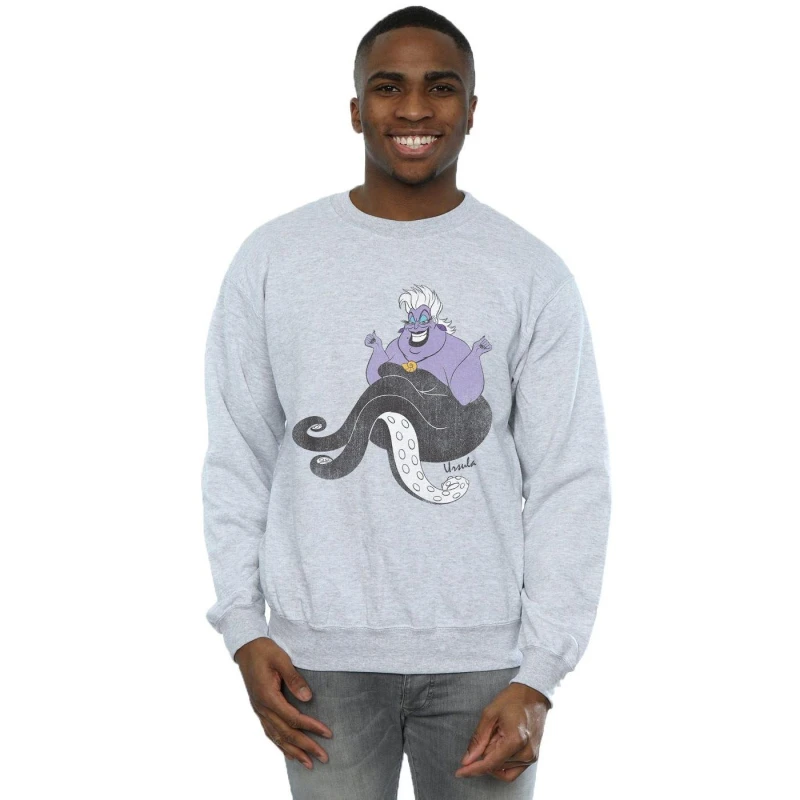 Image of Disney Men The Little Mermaid Classic Ursula Sweatshirt in Grey Size: Small Grey S Male 5057245586832