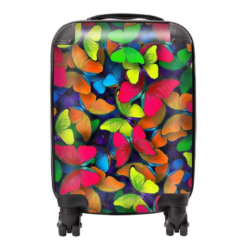 Image of Warren Reed - Designer Rainbow Butterflies Suitcase in Red Size: Large Red Unisex Large