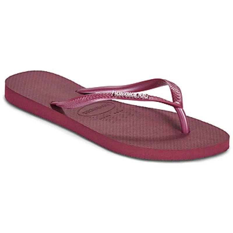 Image of Havaianas SLIM LOGO METALLIC womens Flip flops / Sandals (Shoes) in Red