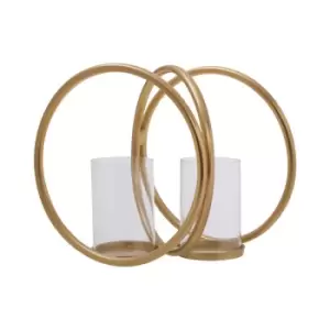 image of Olivia's Boutique Hotel Collection - Abi Medium Double Gold And Clear Candle Holder