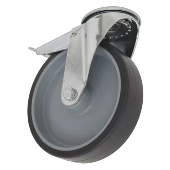 Image of Medium-Duty Thermoplastic Bolt Hole Castor Wheel with Total Lock 100mm - Trade