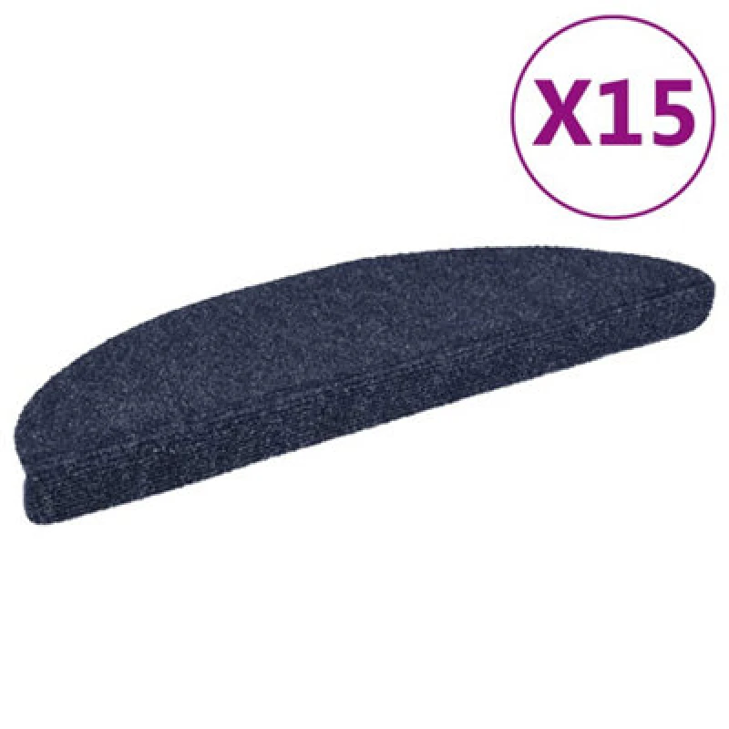 Image of vidaXL 15 pcs Self-adhesive Stair Mats Needle Punch 56x17x3cm Blue