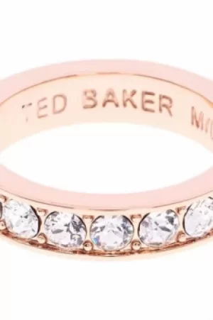 Image of Ted Baker Ladies Rose Gold Plated Claudie Narrow Crystal Band Ring Sm TBJ1051-24-02SM